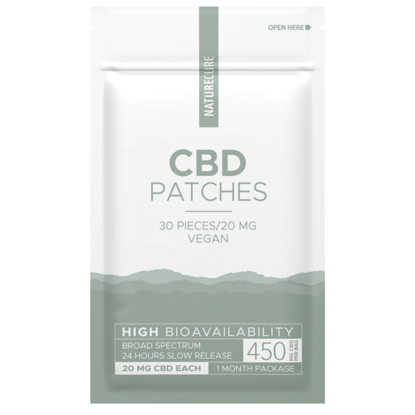 Patchs CBD Nature Cure - Large spectre, 450 mg de CBD, 30 pcs x 15 mg