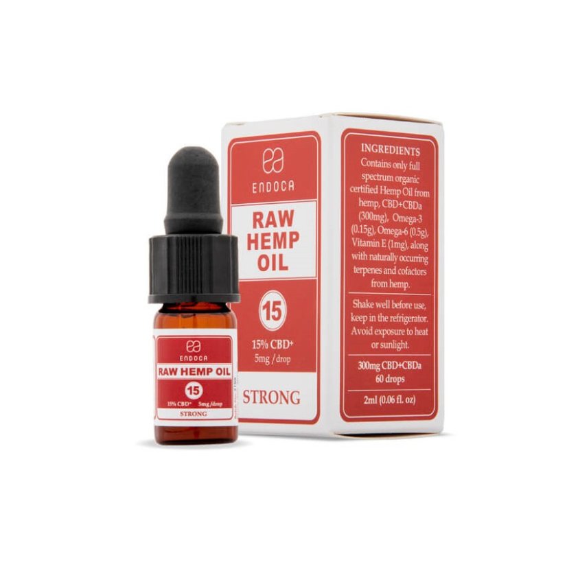 Endoca RAW Hamppuöljy 300 mg CBD + CBDa (15%), 2 ml