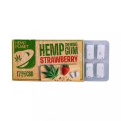 Gumă de mestecat de cânepă Hemp Planet cu aromă de căpșuni, 17 mg CBD, 17 g