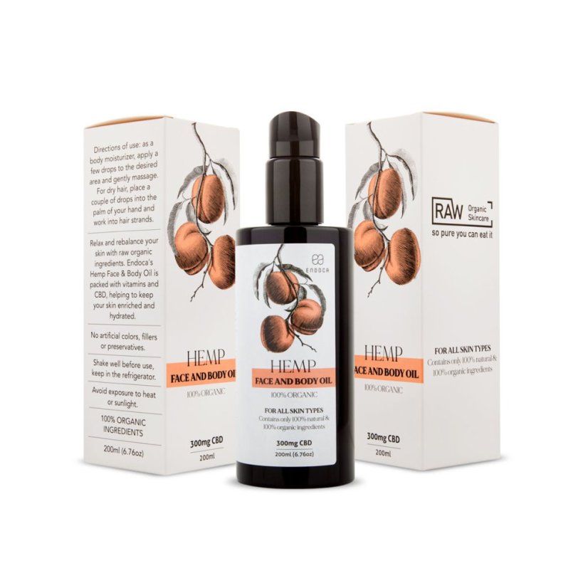 Endoca Kasvo- ja vartaloöljy 300 mg CBD, 200 ml