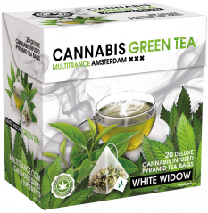 Teh Hijau Cannabis White Widow (Kotak 20 Kantong Teh Piramida), 30 g