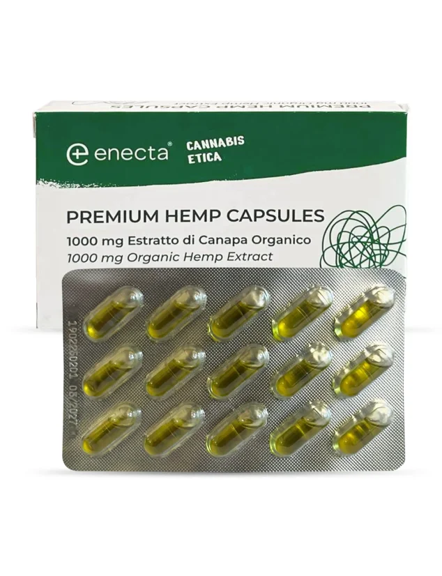 Enecta Premium Hemp Kapsule, 1000 mg organic izvleček konoplje, 30 kapsul, 15 g