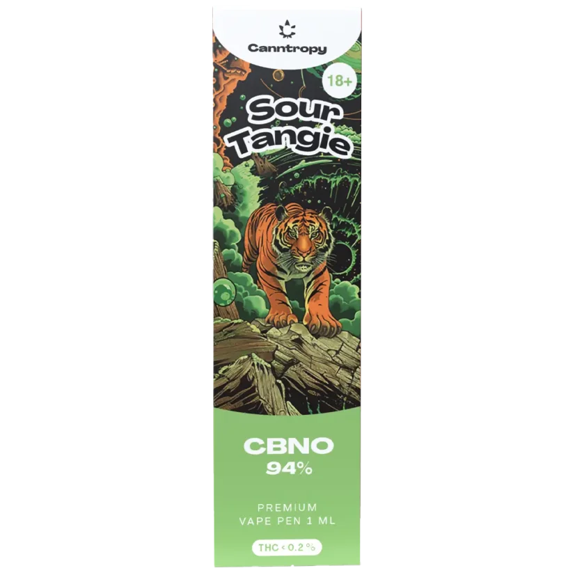 Canntropy CBNO Kertakäyttöinen Vape Pen Sour Tangie, CBNO 94 % laatu, 1 ml