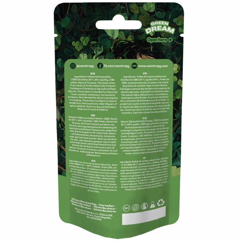 Canntropy CBNO Hash Green Dream, CBNO 94% laatua, 1 g - 100 g
