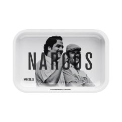Narcos Metal Rolling Tray White Edition, medium, 19 x 29 cm