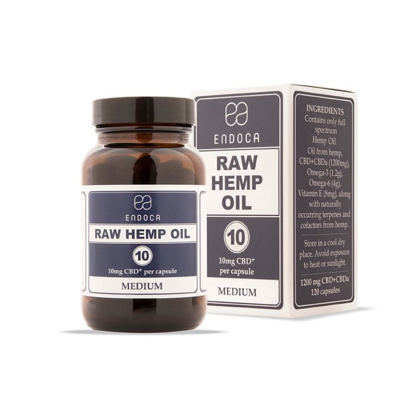 Endoca RAW Kapsule s konopným olejom 1200 mg CBD + CBDa, 120 ks