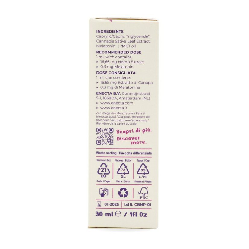 Enecta CBNight Formula PLUS konopný olej s melatonínom, 500 mg organic konopný extrakt, 30 ml