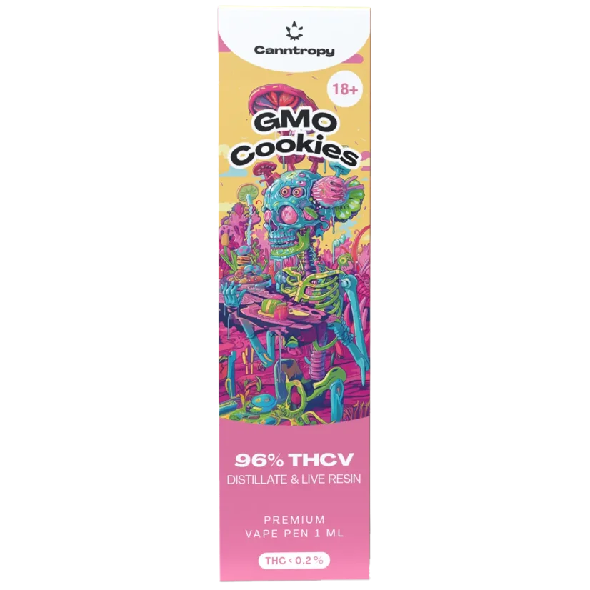 Canntropy THCV Disposable Vape Pen GMO Cookies live resin terpenes, THCV 96% якість, 1 мл