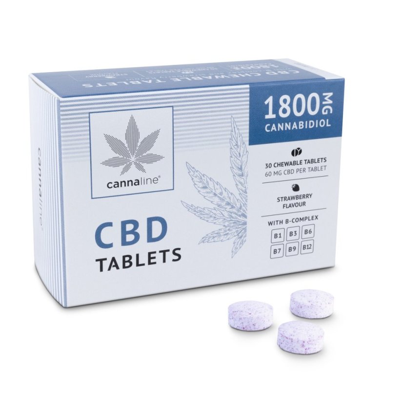 Cannaline CBD Tabletės su B kompleksas, 1800 mg CBD, 30 x 60 mg
