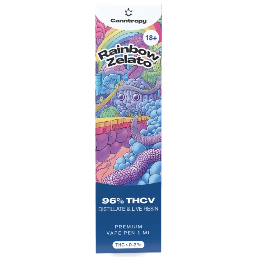 Canntropy THCV Einweg-Vape-Pen Rainbow Zelato Live-Harz-Terpene, THCV 96%  Qualität, 1 ml