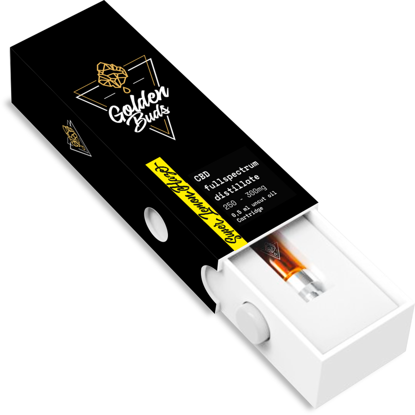Golden Buds スーパー レモン ヘイズ カートリッジ 60% CBD、0.5