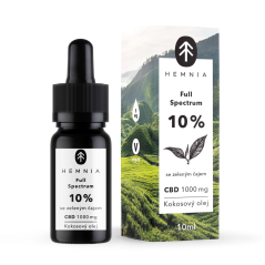 Hemnia Óleo de coco MCT CBD de espectro total 10%, 3000mg, 30ml, chá verde