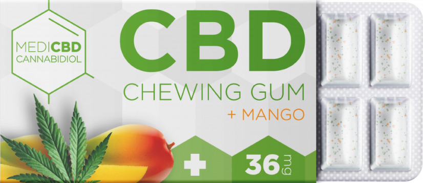 MediCBD Mango CBD -purukumi (36 mg CBD), 24 laatikkoa näytössä, 408 g