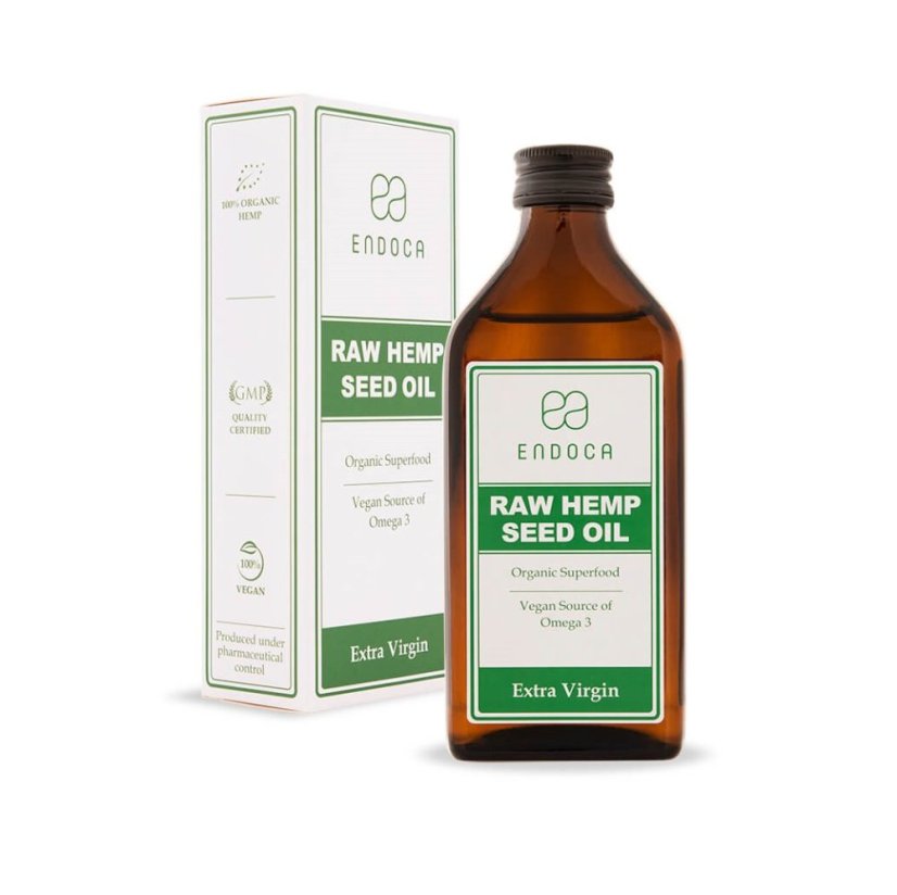 Endoca Raaka luomu hampunsiemenöljy Extra Virgin, 250 ml