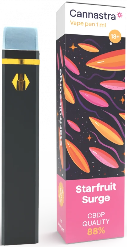 Cannastra CBDP jednorazové vape pero Starfruit Surge, CBDP 88 % kvalita, 1 ml