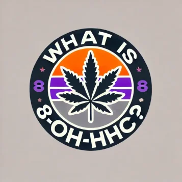 List konopí v kolečku, ve kterém je text: Co je 8-OH-HHC?
