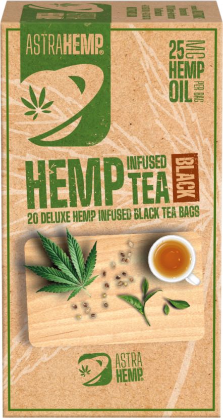 Astra Hemp Musta Tee 25 mg Hamppuöljy (Pakkaus jossa 20 teepussia), 30 g