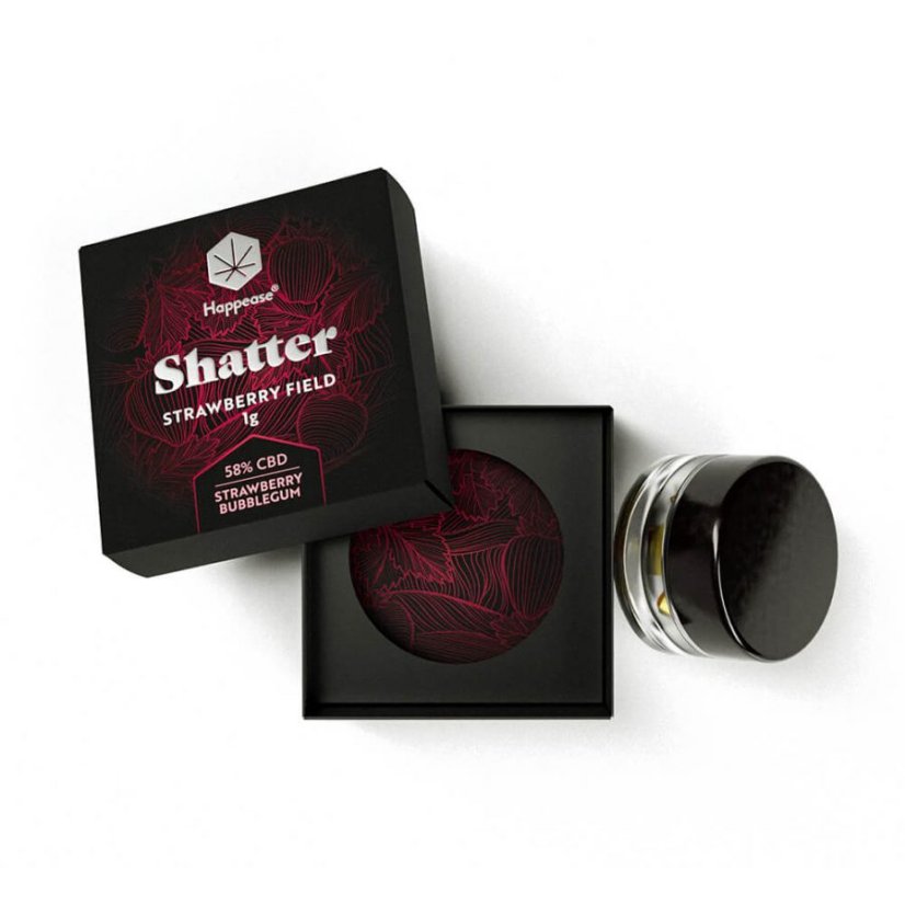 Happease - Ottaa talteen Strawberry Field Shatter 58% CBD, 1 g