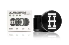 HEMPER Anodisoitu alumiininen yrttimylly, musta, 4 osaa, 56 mm