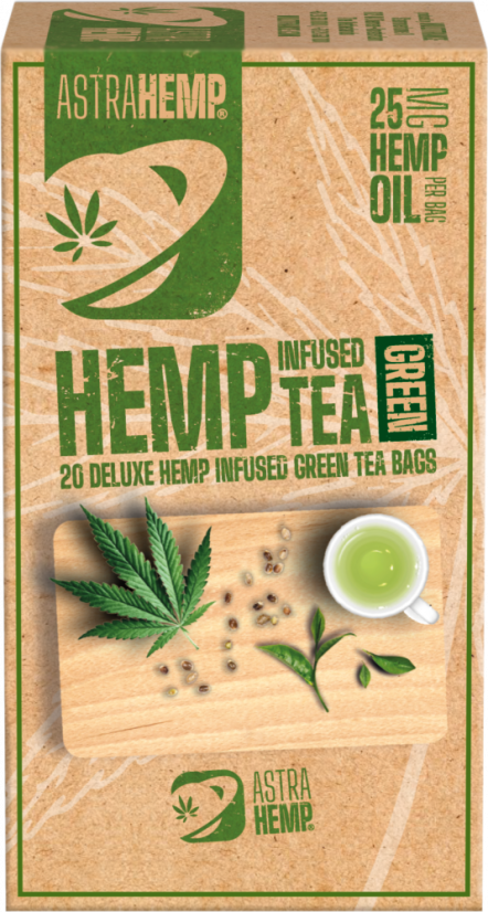 Astra Hemp vihreä tee 25 mg hamppuöljyä (pakkaus, jossa 20 teepussia), 30 g