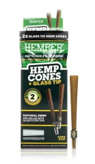 HEMPER King Size Cones + Glass Tip 2pk Natural