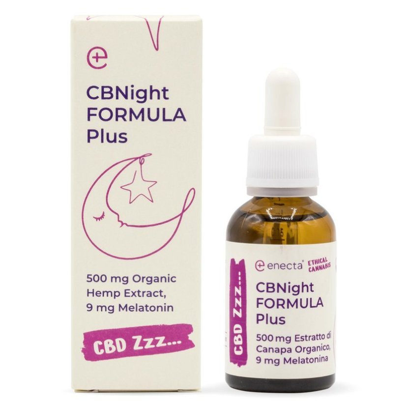 Enecta CBNight Formula PLUS konopný olej s melatonínom, 500 mg organic konopný extrakt, 30 ml