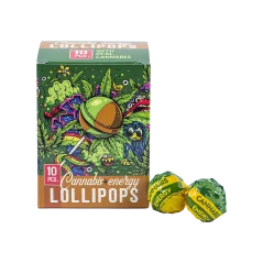 Euphoria konopné lízátka Energy v krabičce, příchuť konopí (10 x 12 g)