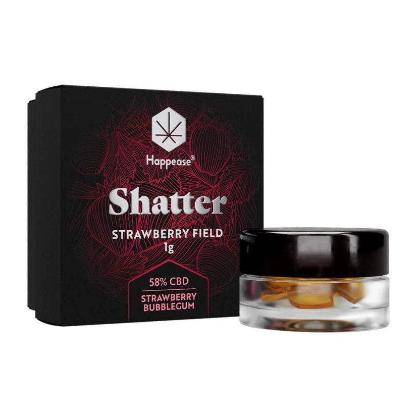 Happease - Ottaa talteen Strawberry Field Shatter 58% CBD, 1 g