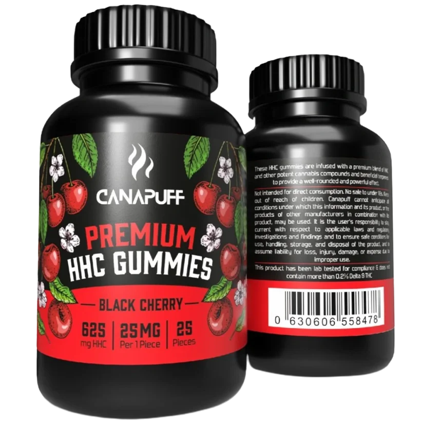 CanaPuff HHC Gummies Black Cherry, 20 kpl x 25 mg, 500 mg, 70 g