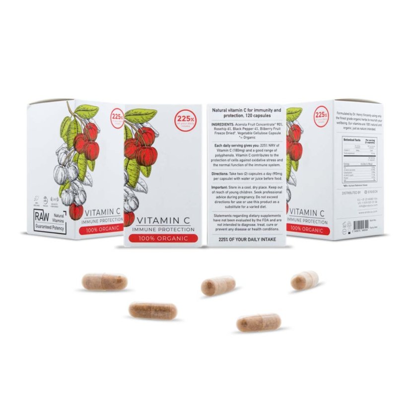 Endoca Organický vitamín C, 60 kapsúl