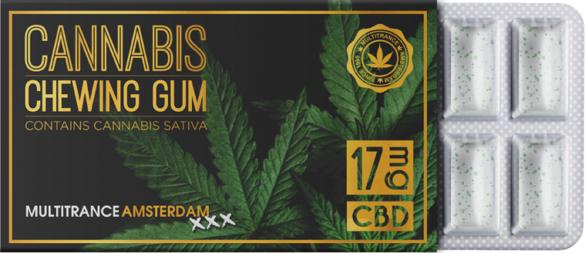 Cannabis Sativa -purukumi (17 mg CBD), 24 laatikkoa näytössä, 408 g