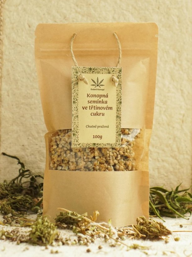 Dobre Konopi Hampunsiemenet ruokosokerissa, 100 g