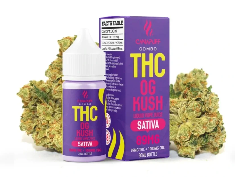 CanaPuff THC+ liquid OG クッシュ、89 mg、30 ml