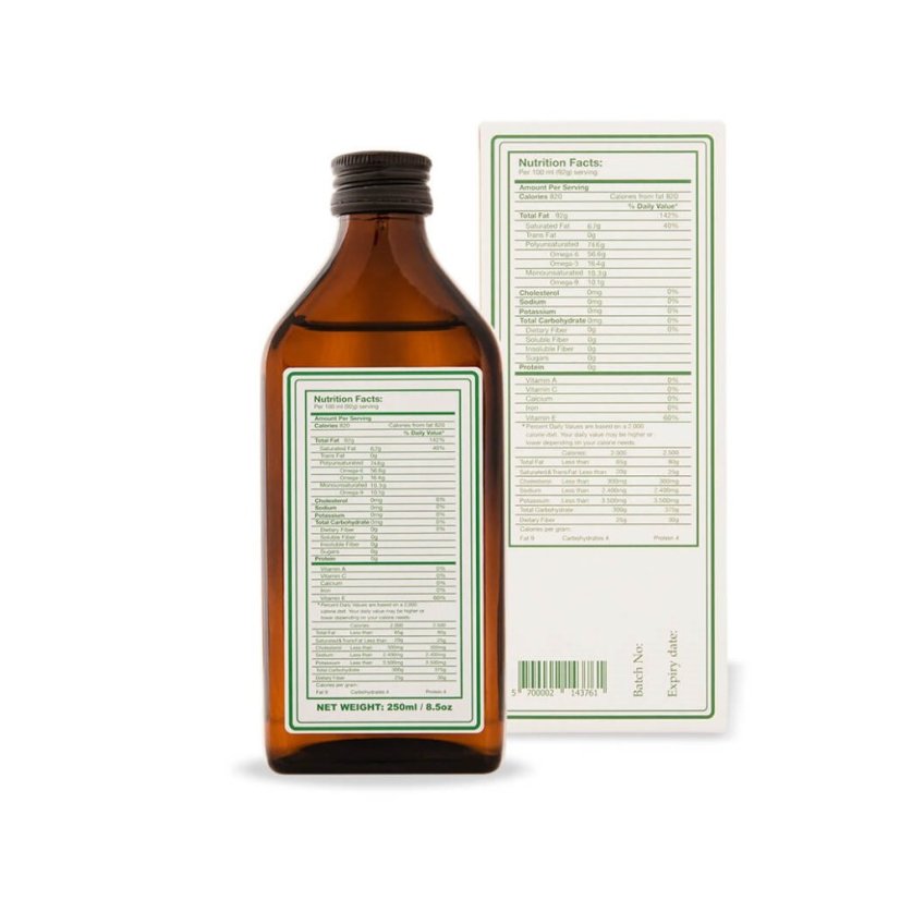 Endoca Raaka luomu hampunsiemenöljy Extra Virgin, 250 ml