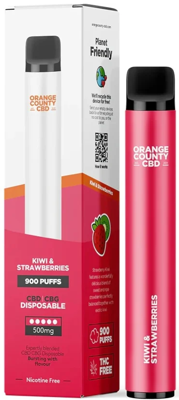 Orange County CBD Vape Pen Kiwi & Strawberries, 250mg CBD + 250mg CBG, 2 ml