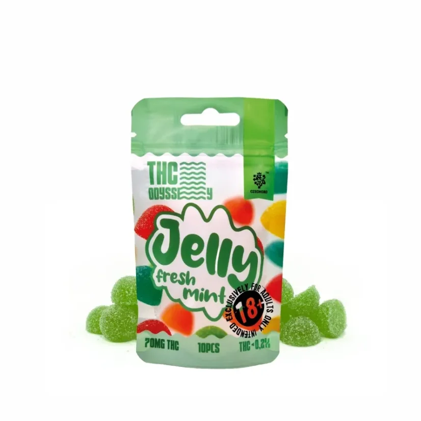 Czech CBD THC Odyssey Jelly Fresh Mint, 70 mg THC, 10 pcs, 40 g Czech CBD THC Odyssey Jelly Fresh Mint, 70 mg THC, 10 pcs, 40 g