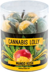 Cannabis Mango Kush Lollies – სასაჩუქრე ყუთი (10 ლოლი), 24 ყუთი მუყაოს კოლოფში, 4320 გრ