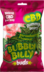 Bubbly Billy Buds Mansikanmakuiset CBD-kumikarhut (300 mg), 100 g