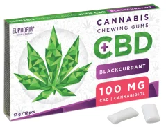 Euphoria Chewing gum 12pcs with CBD 100mg - Black currant, 17 g