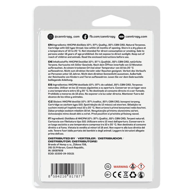 Canntropy HHCPM Cartridge Blueberry Cookies, HHCPM 97% kvalita, 1 ml