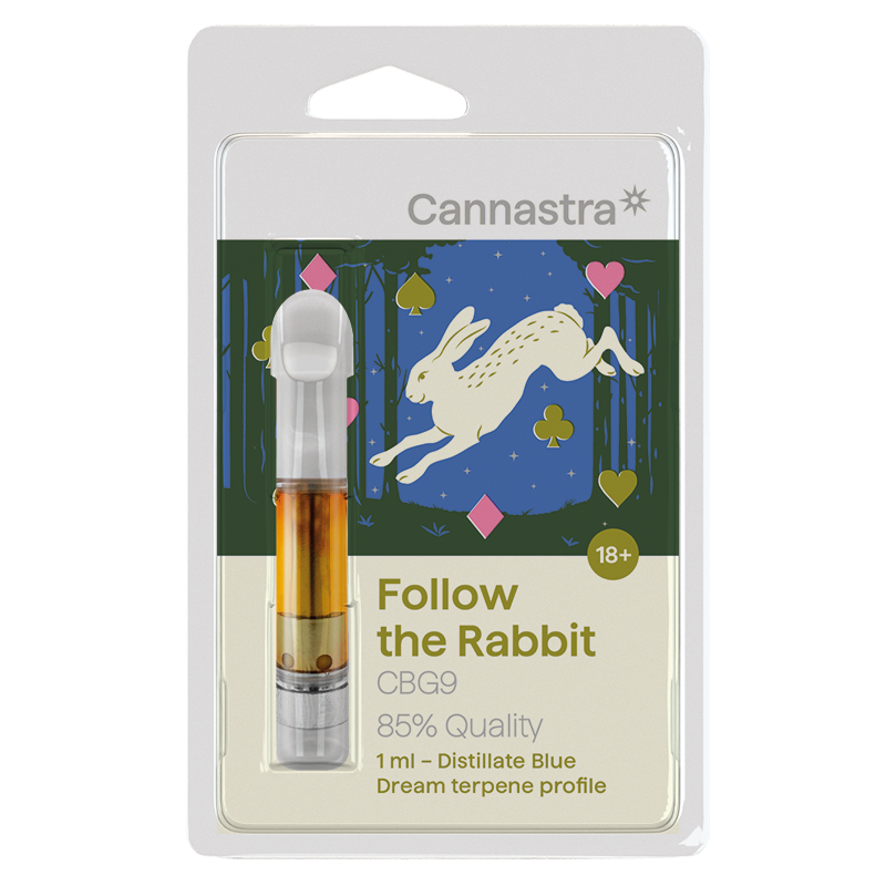 Cannastra CBG9 kartuša Follow the Rabbit (Blue Dream), CBG9 85 % kakovosti, 1 ml