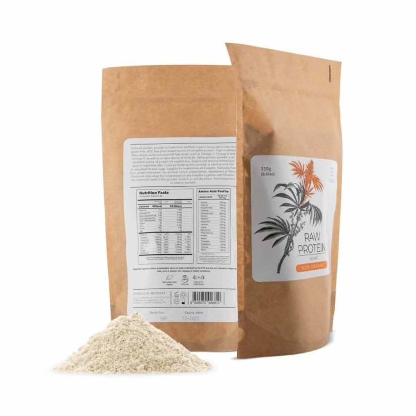 Endoca Raaka luomuhamppuproteiinijauhe, 250 g