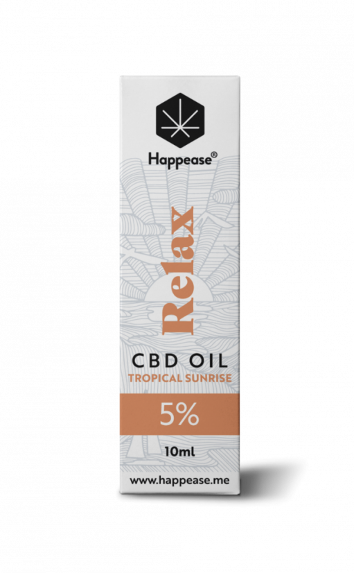 Happease Relax CBD-öljy Tropical Sunrise, 5 % CBD, 500 mg, 10 ml