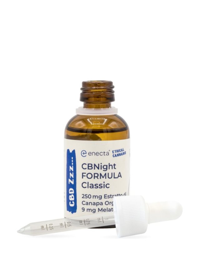 Enecta CBNight Formula Klasický konopný olej s melatonínom, 250 mg organic konopný extrakt, 30 ml