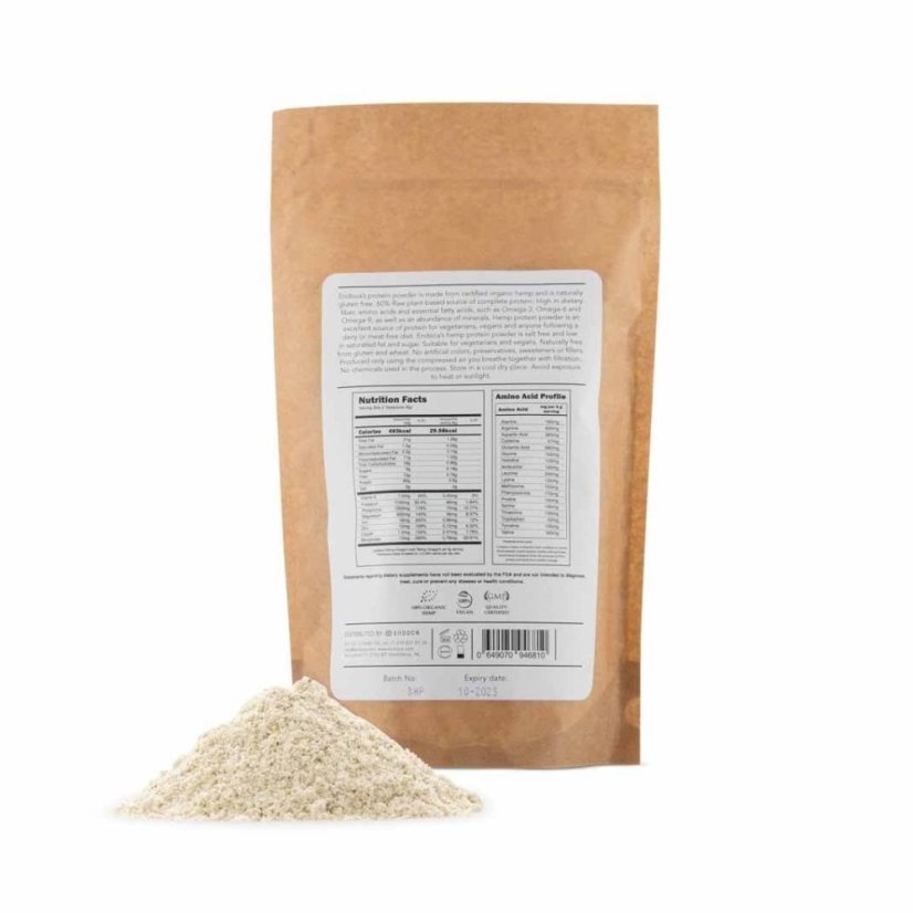 Endoca Raaka luomuhamppuproteiinijauhe, 250 g