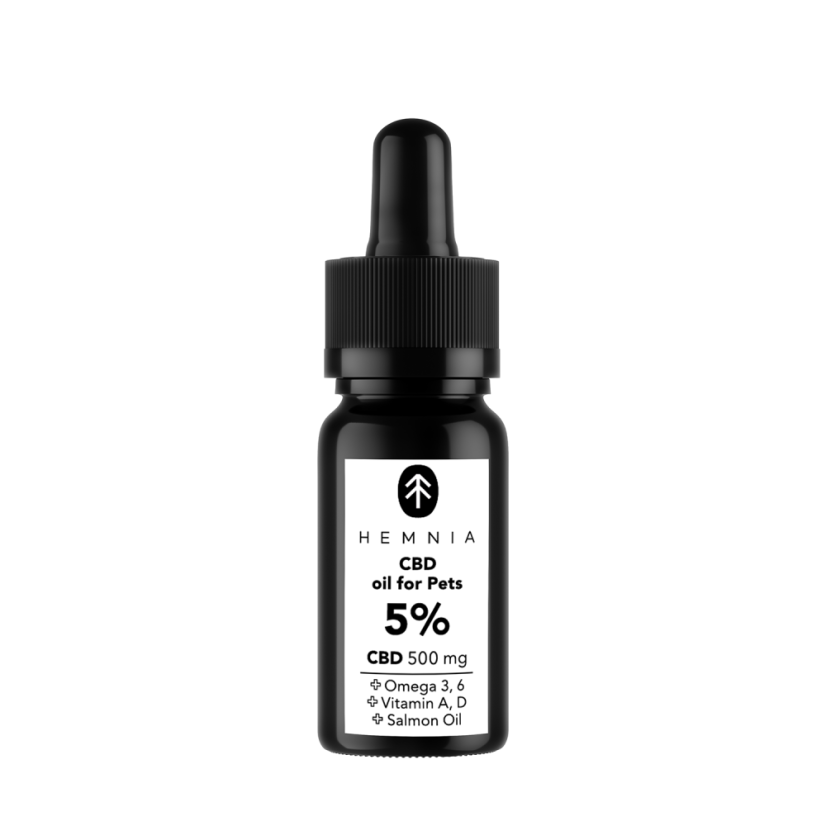 Hemnia CBD v lososovom oleji pre zvieratá - 5 % CBD, 500 mg, 10 ml