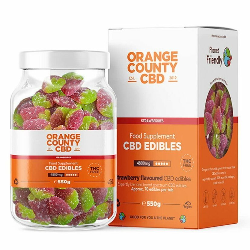 Orange County CBD Gummies Mansikat, 70 kpl, 4800 mg CBD, 550 g