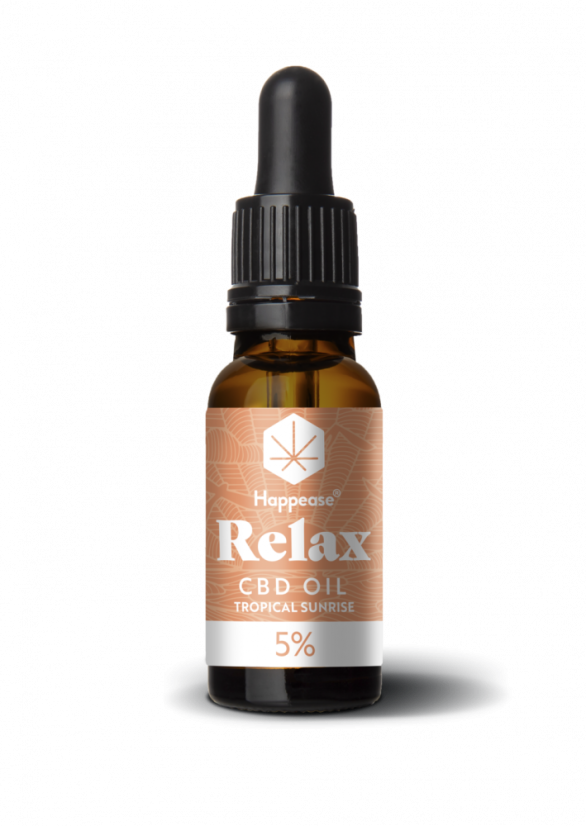 Happease Relax CBD-öljy Tropical Sunrise, 5 % CBD, 500 mg, 10 ml