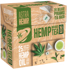 Ceai verde de cânepă Astra 25 mg ulei de cânepă (cutie cu 20 pliculețe de ceai piramidal), 40 g