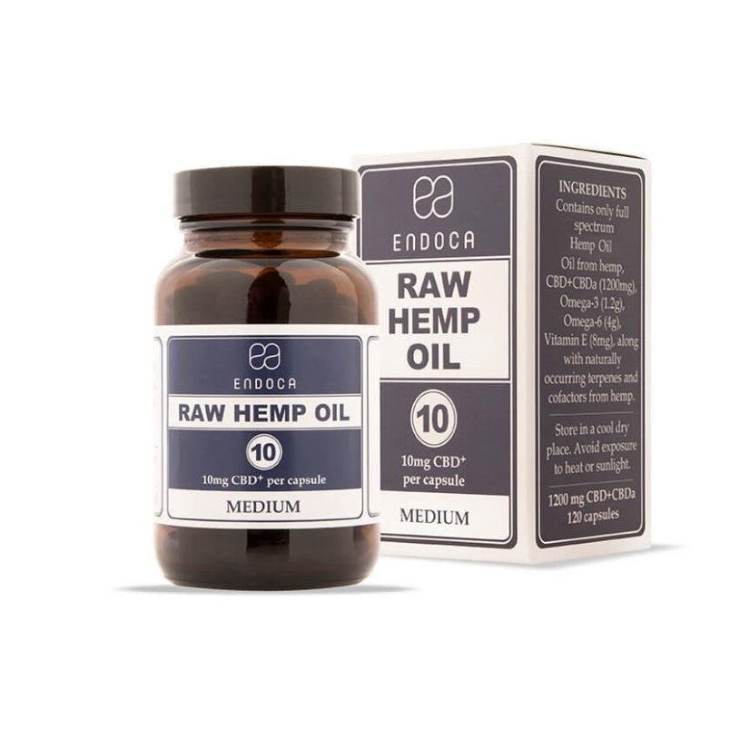 Endoca RAW Kapsule s konopným olejom 300 mg CBD + CBDa, 30 ks